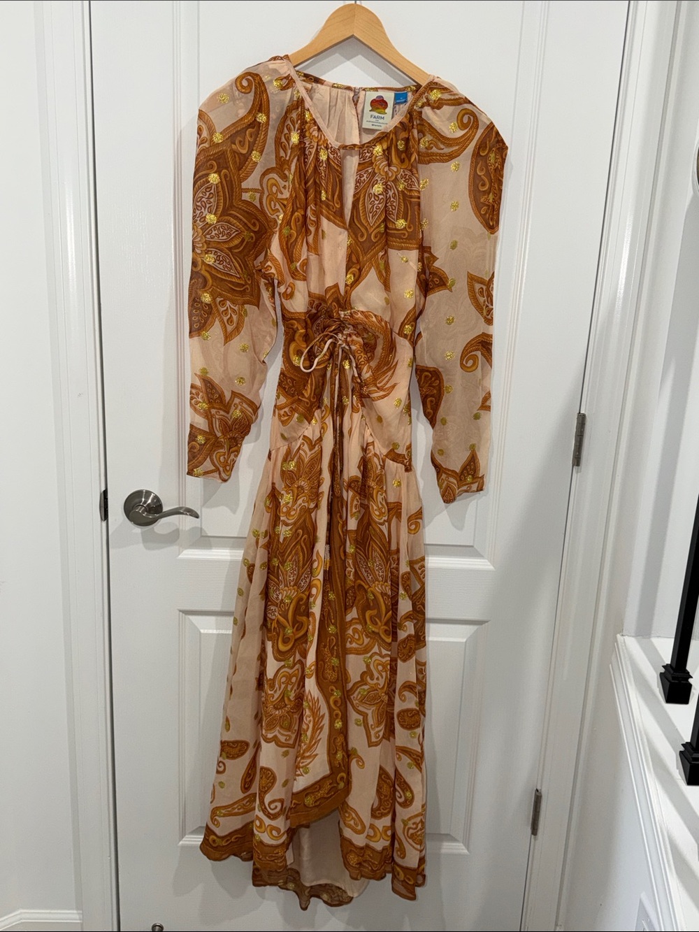 Farm Rio x Anthropologie L/S  Jacquard Maxi Dress is a long-sleeved Paisley NWT - Picture 5 of 11